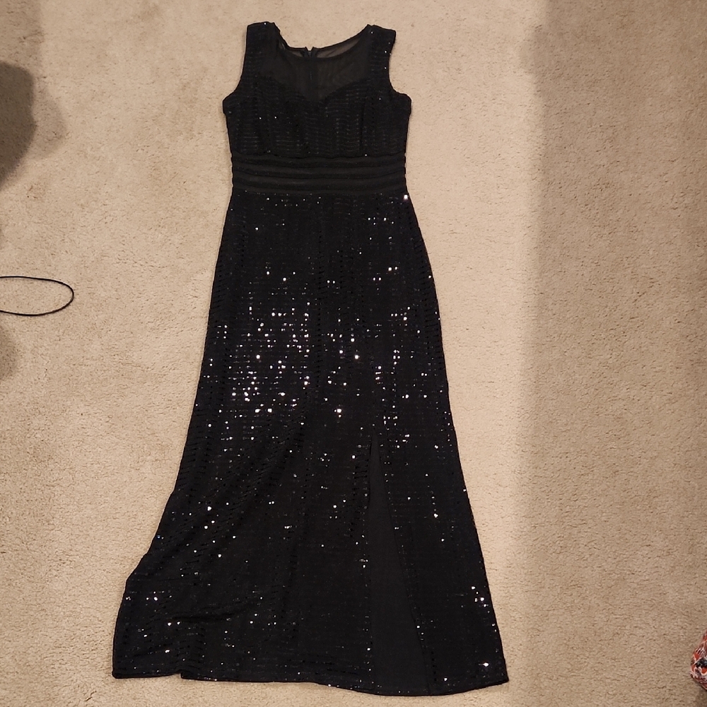 Elegant Black Sequin Evening Gown
